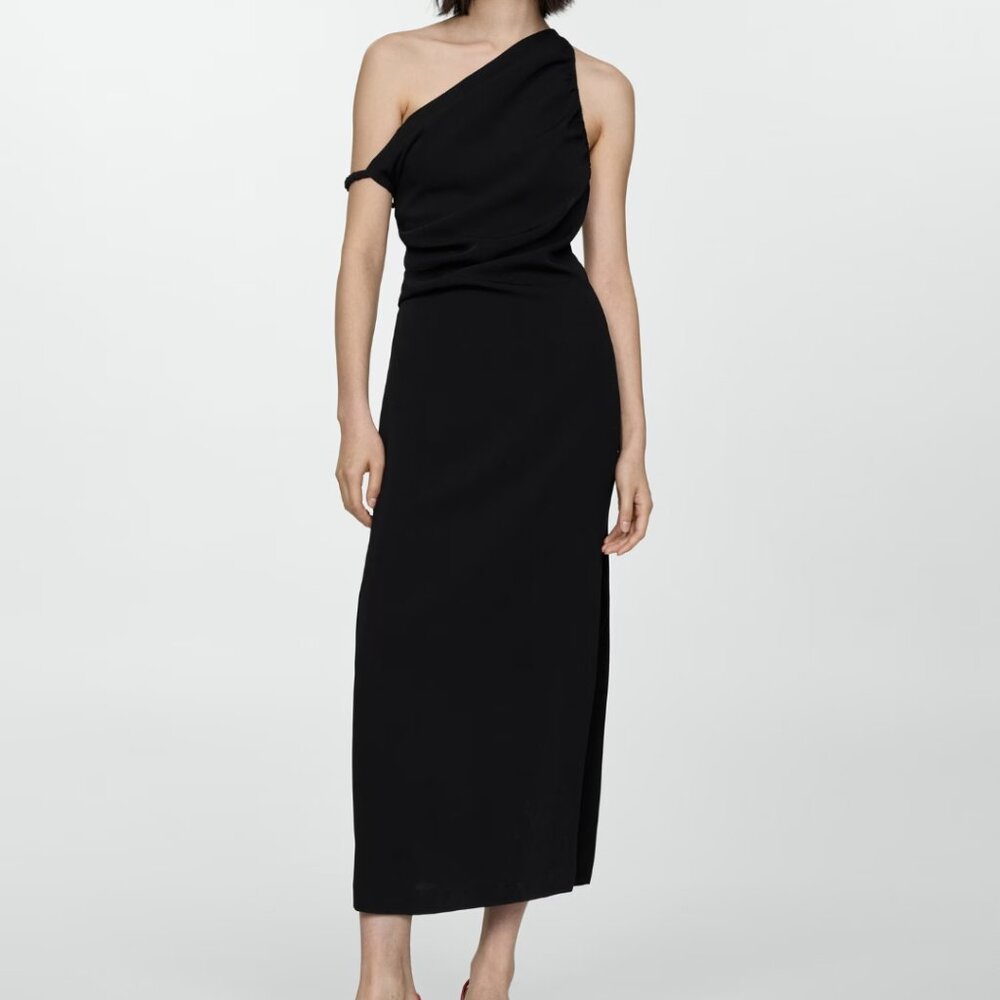 Mango Asymmetric Neckline Dress